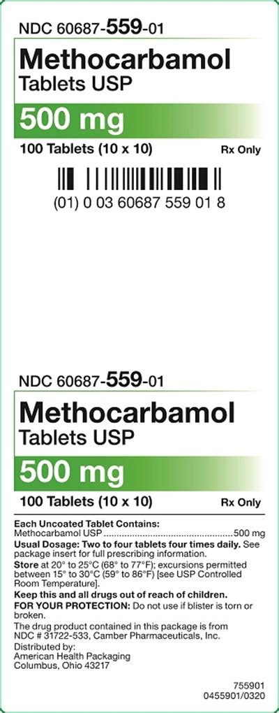 methocarbamol 500mg tablet precautions