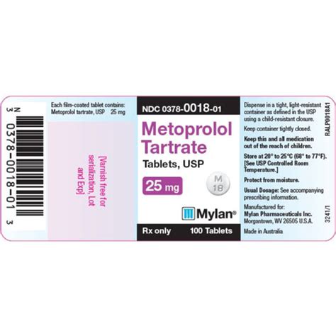 metoprolol tartrate management