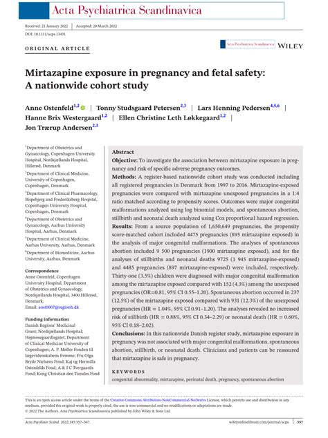 Mirtazapine and Pregnancy