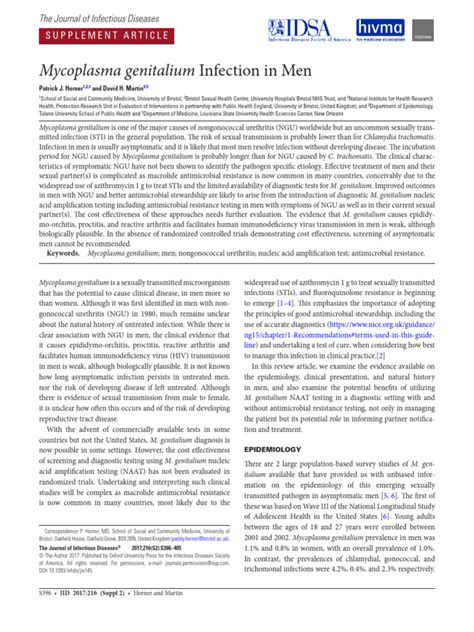 Mycoplasma Genitalium Infection in Men