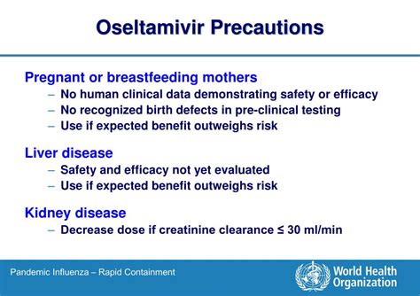 Oseltamivir precautions