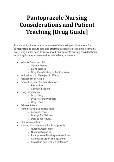 Pantoprazole Patient Education