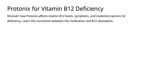 pantoprazole and vitamin B12 deficiency