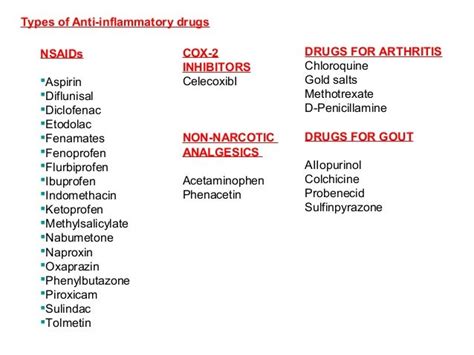 Prescription medications for inflammation