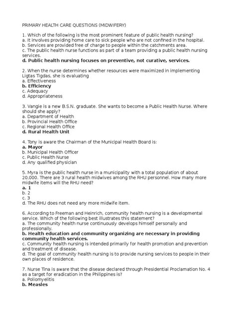 primary care questions