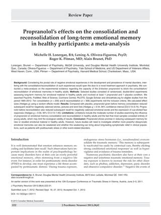 Conclusion and Future Directions for Propranolol