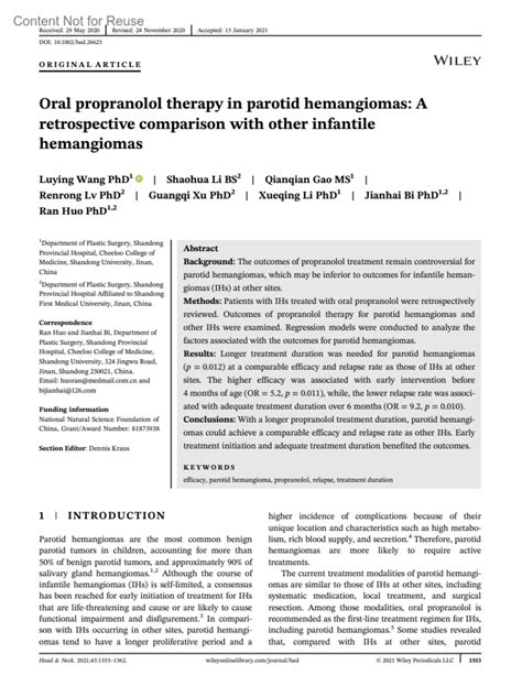 Propranolol Therapy