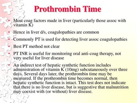 Prothrombin Time and Liver Disease