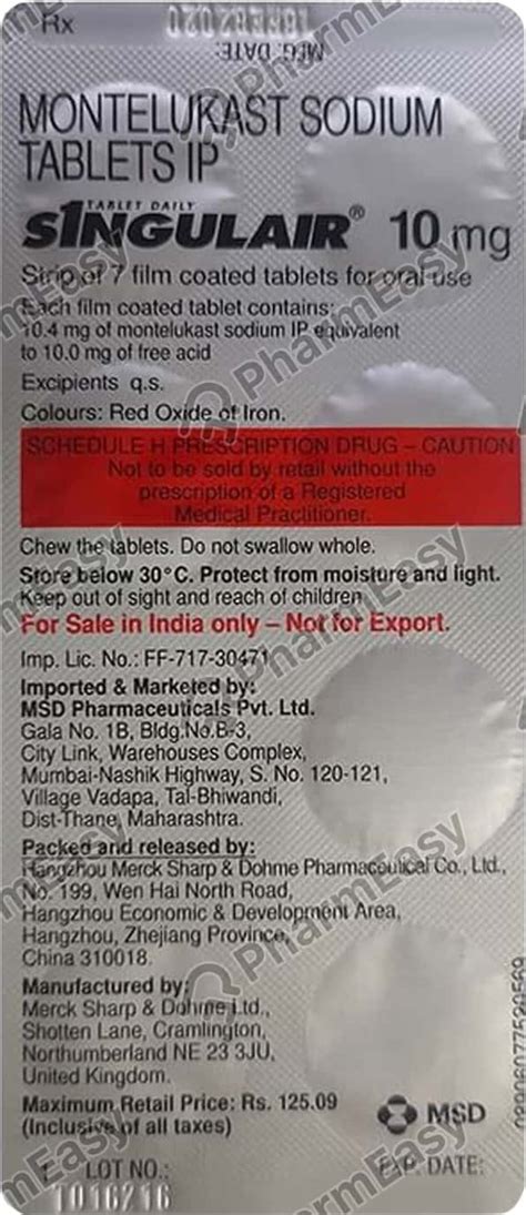Side Effects of Singulair 10mg Tablet