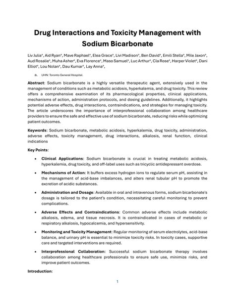 Sodium Bicarbonate Interactions