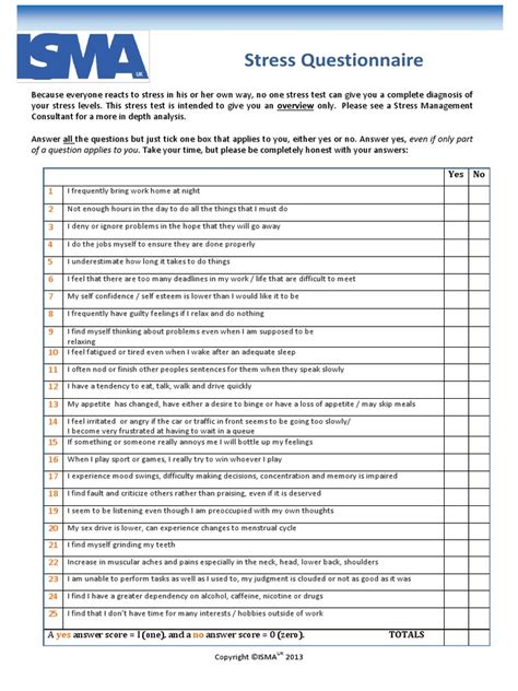 Stress questionnaires for cortisol
