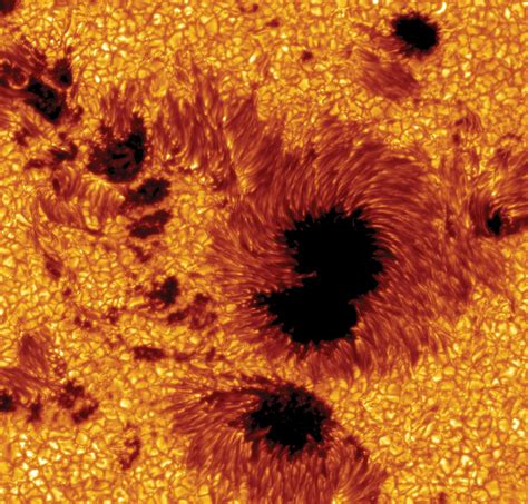 Sunspots on the surface of the sun