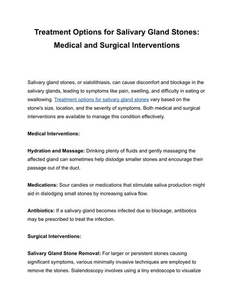 treatment options for salivary gland blockages