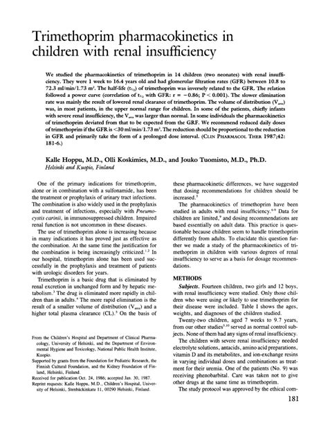 Trimethoprim Pharmacokinetics