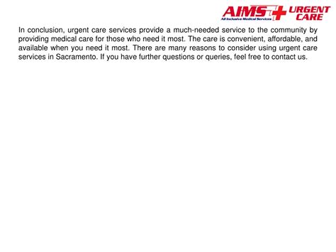 Urgent Care Conclusion