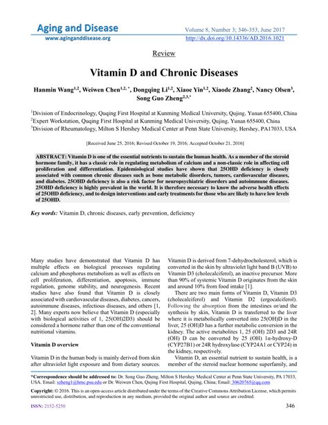 Vitamin D and Chronic Diseases